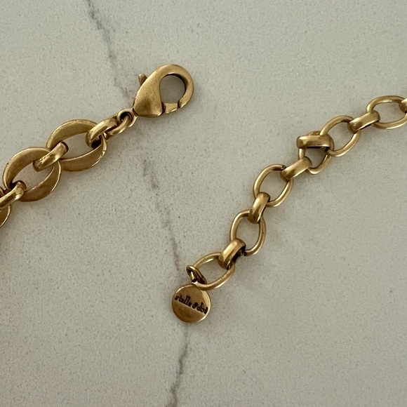 Stella & Dot Melia Necklace TRELLIS Leather STATEMENT DESIGNER JEWELRY BIB Blue - Picture 2 of 3